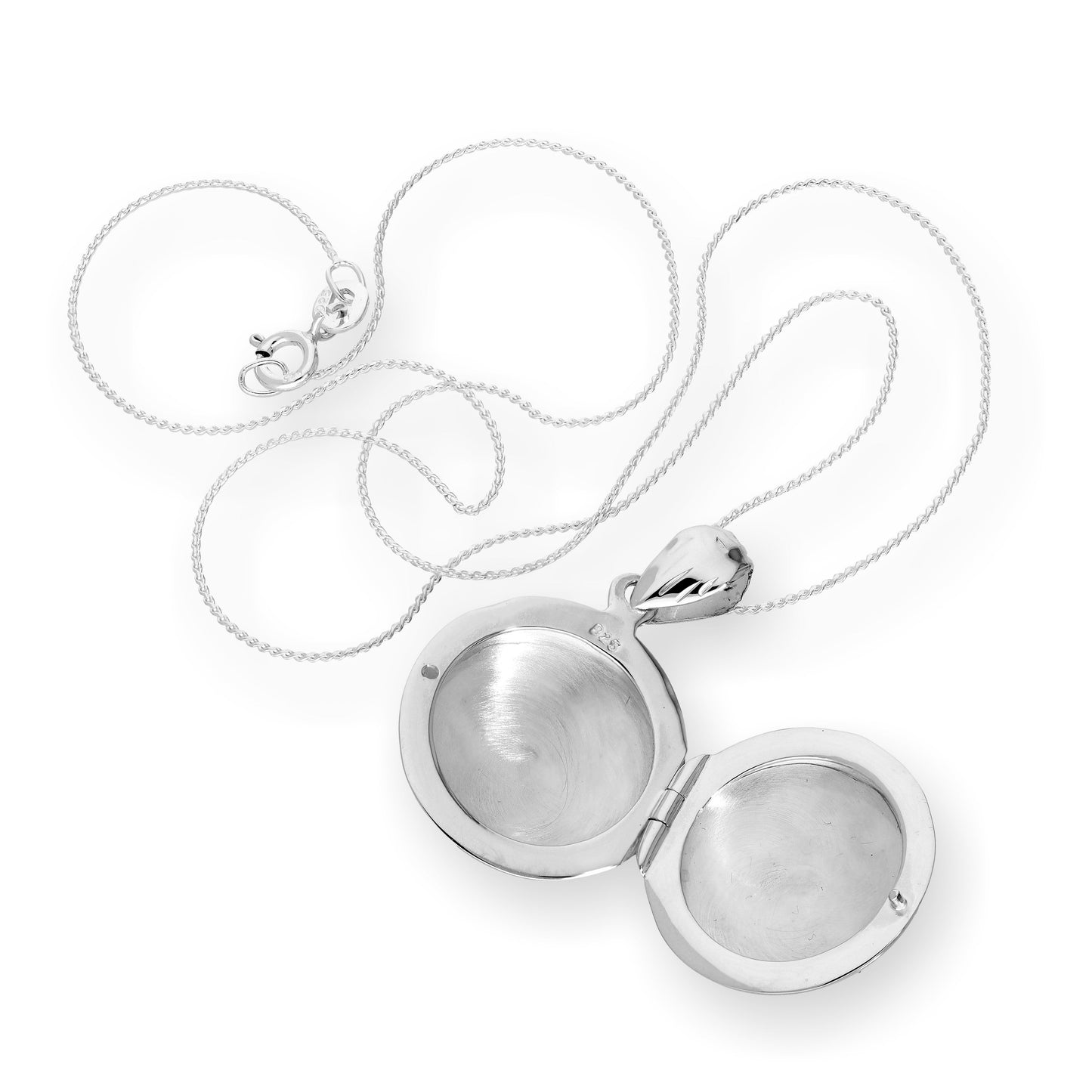 Sterling Silver Round Engravable Locket on Chain 16 - 22 Inches