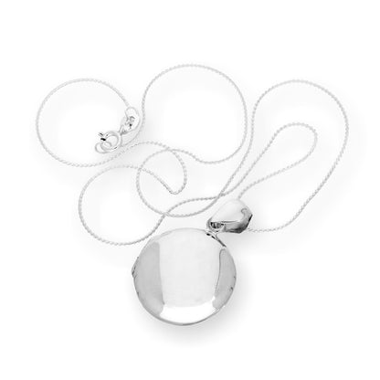 Sterling Silver Round Engravable Locket on Chain 16 - 22 Inches