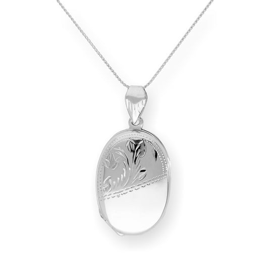 Sterling Silver 4 Photo Family Oval Locket on Chain 16 - 24 Inches