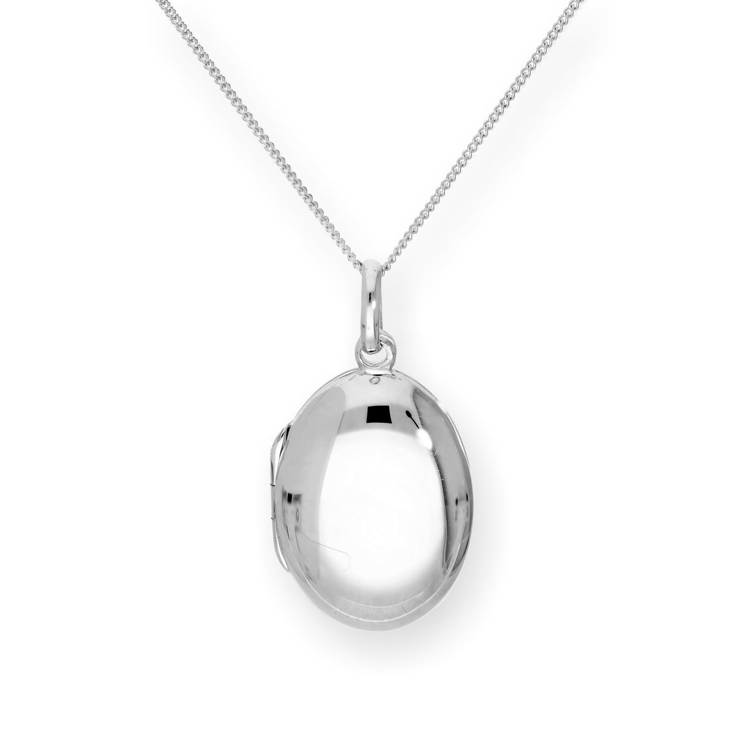 Sterling Silver Oval Engravable Locket on Chain 16 - 22 Inches