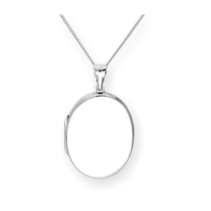 Large Sterling Silver Oval Engravable Locket on Chain 16 - 24 Inches