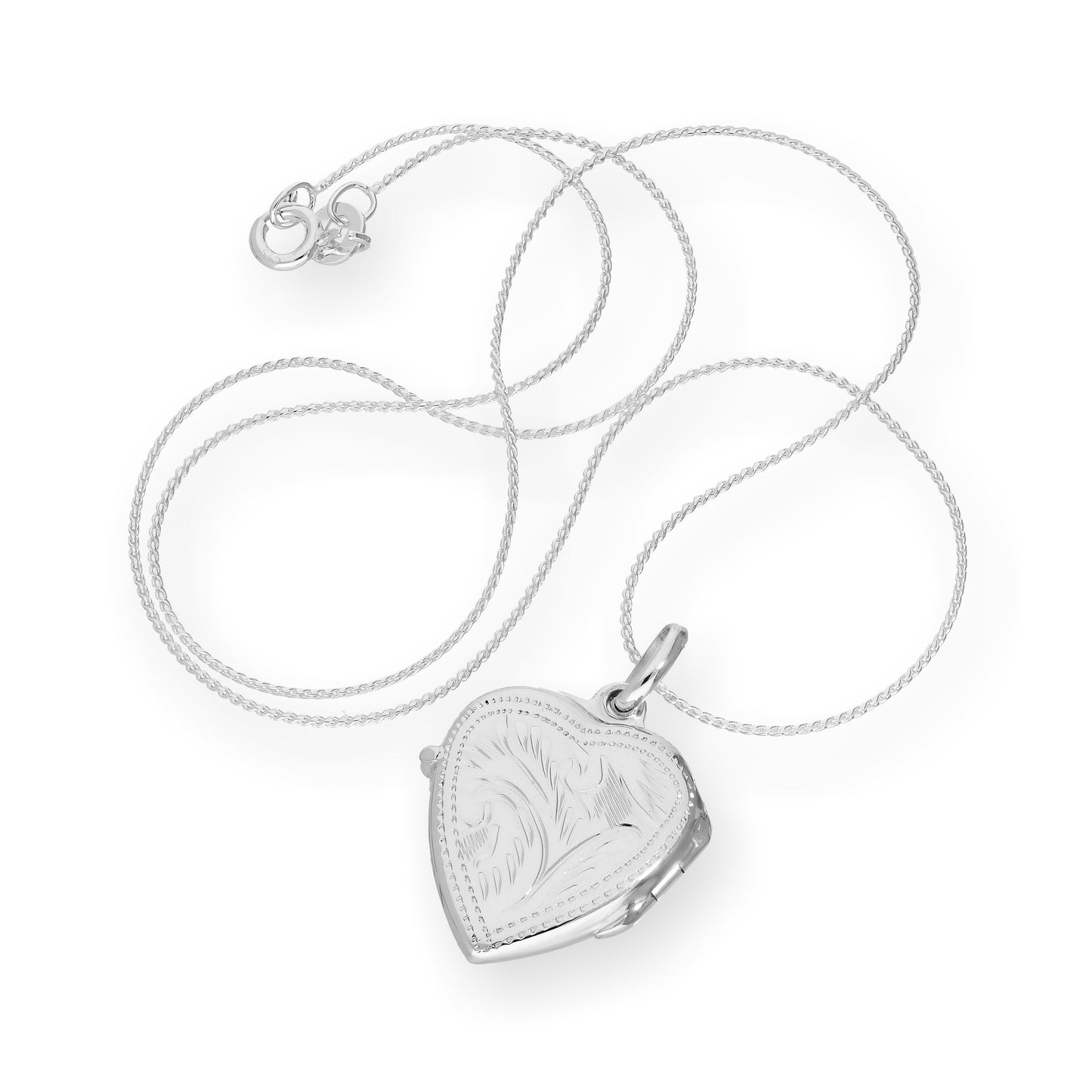 Sterling Silver Engravable Heart Locket on Chain 16 - 22 Inches