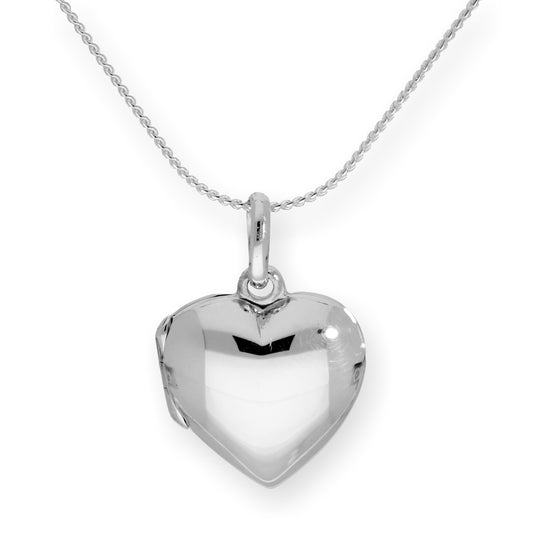 Sterling Silver Engravable Puffed Heart Locket on Chain 16 - 22 Inches