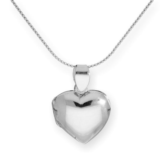 Sterling Silver Engravable Puffed Heart Locket on Chain 16 - 22 Inches