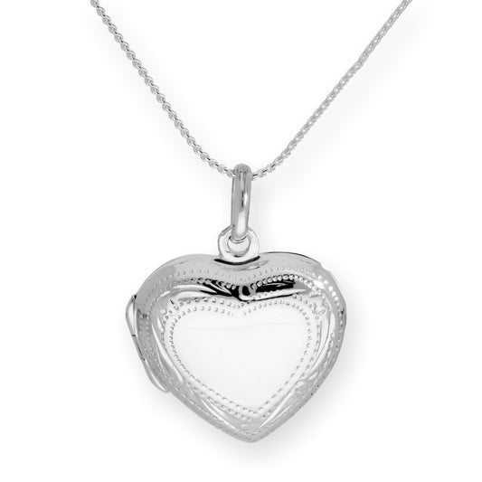 Sterling Silver Puffed Heart Engravable Locket on Chain 16 - 22 Inches