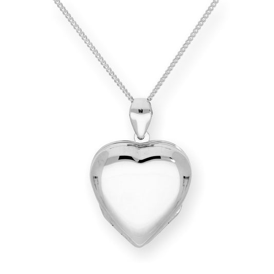 Large Sterling Silver 4 Photo Engravable Heart Family Locket on 16-24 Inch Chain