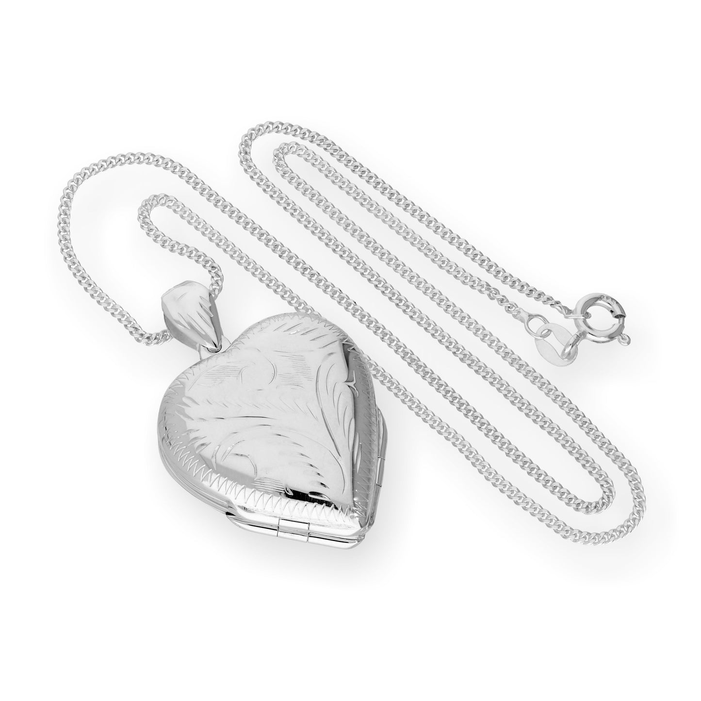 Large Sterling Silver 4 Photo Engraved Heart Family Locket on Chain 16-24 Inches