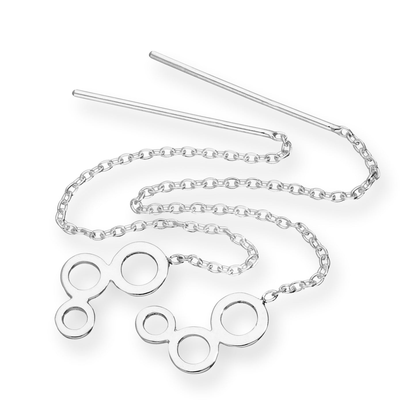 Sterling Silver Triple Circles Pull Through Earrings