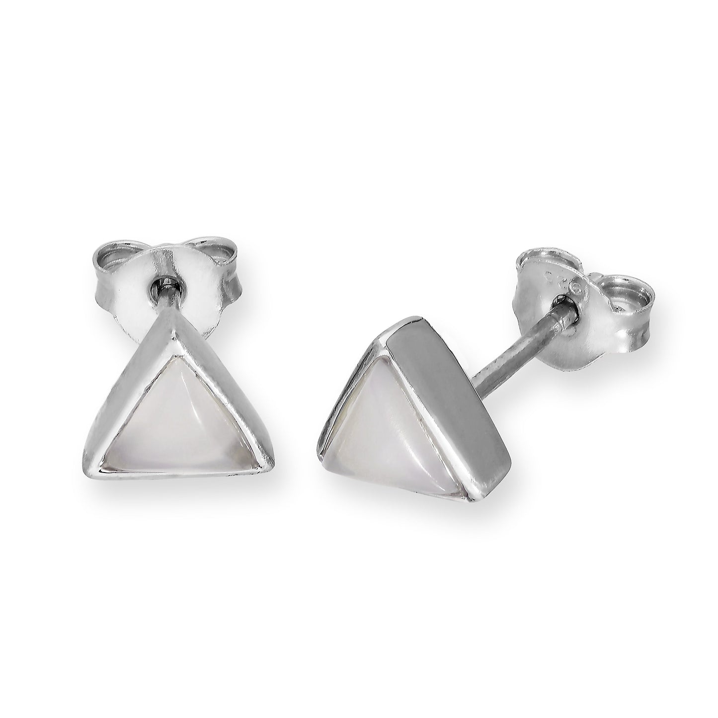 Sterling Silver & CZ Crystal Triangle Birthstone Stud Earrings