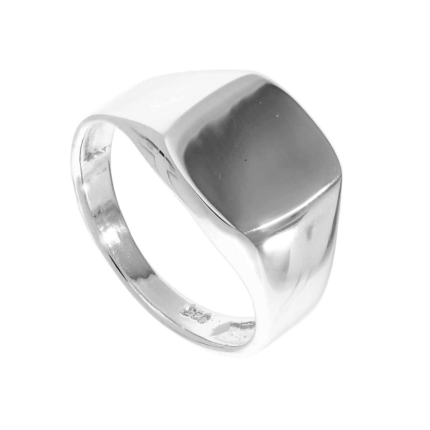 Sterling Silver Engravable Mens Signet Ring Sizes M - Z+1