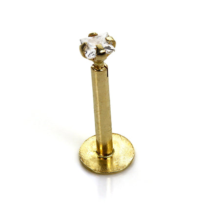 9ct Yellow Gold Clear CZ Lip Labret