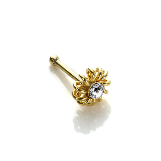 9ct Yellow Gold Clear CZ Coiled Nose Stud