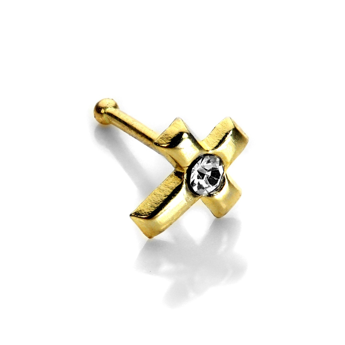 9ct Yellow Gold Cross Nose Studs