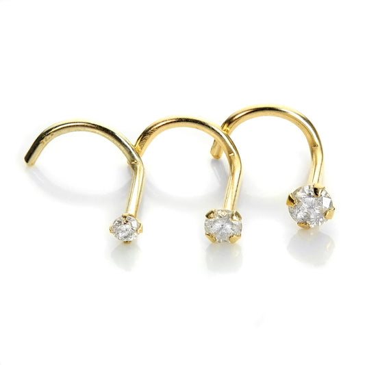 9ct Yellow Gold Diamond Nose Screw