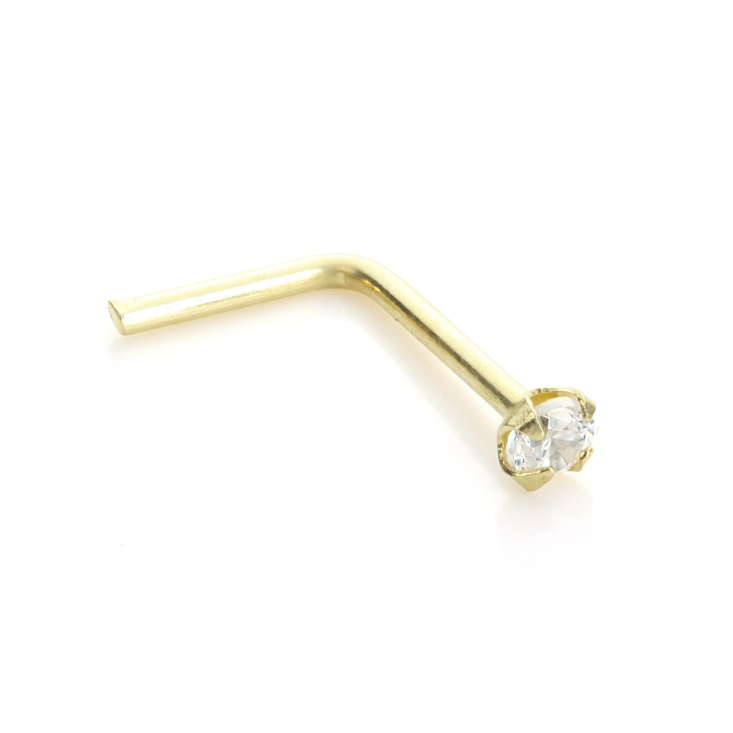 9ct Yellow Gold Clear Crystal Nose Stud