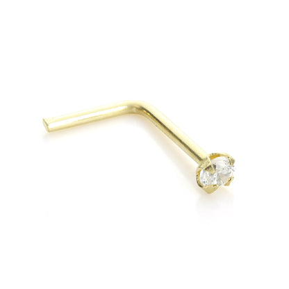 9ct Yellow Gold Clear Crystal Nose Stud