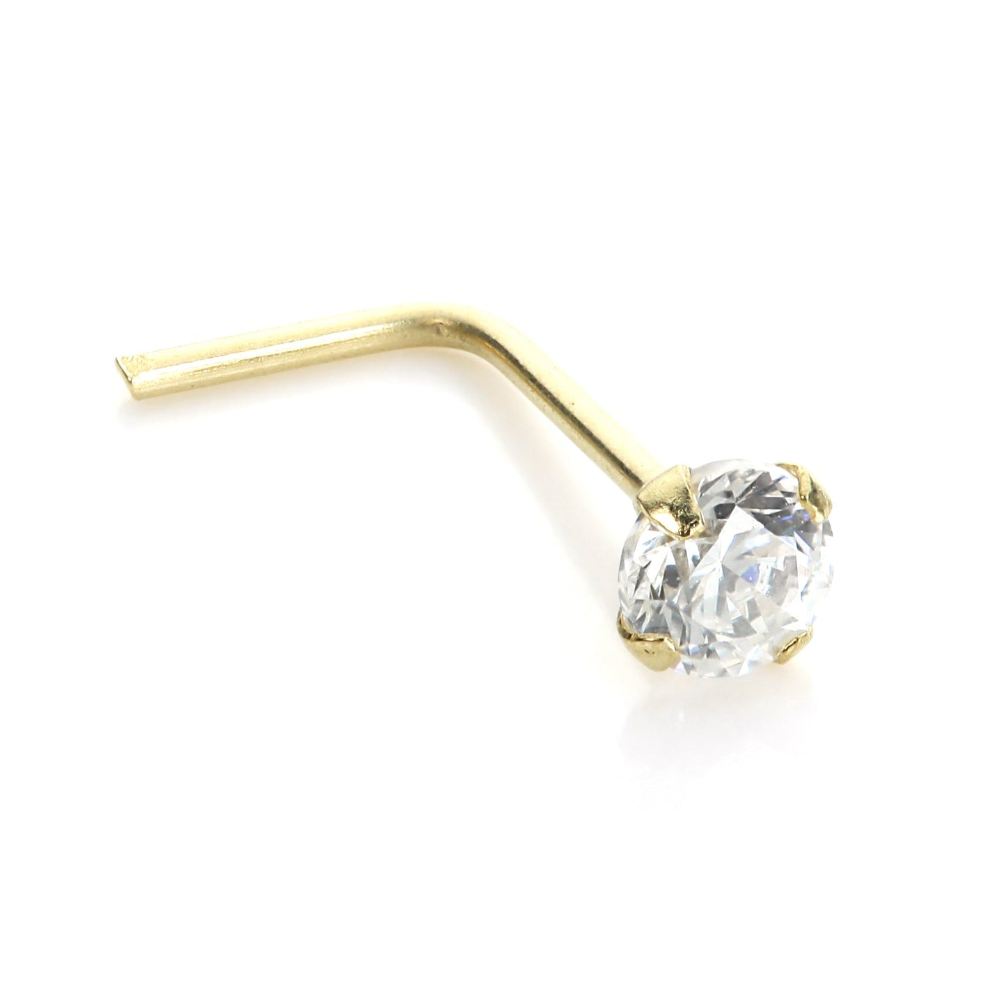 9ct Yellow Gold Clear Crystal Nose Stud