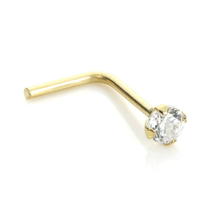 9ct Yellow Gold Clear Crystal Nose Stud