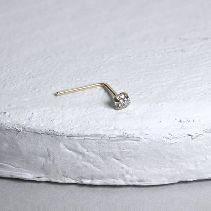 9ct Yellow Gold Clear Crystal Nose Stud