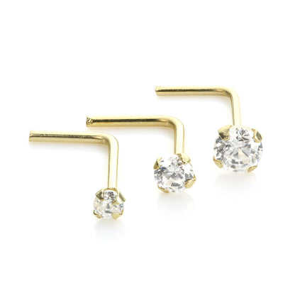 9ct Yellow Gold Clear Crystal Nose Stud