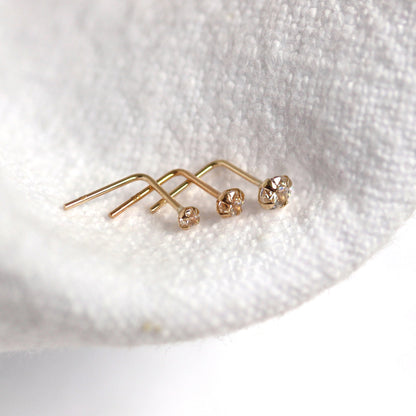 9ct Yellow Gold Clear Crystal Nose Stud