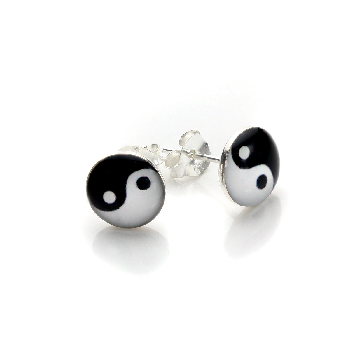 Sterling Silver Yin Yang Stud Earrings