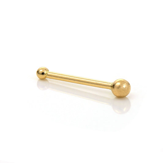 9ct Yellow Gold 1.5mm Ball 6mm Barbell Nose Pin Stud