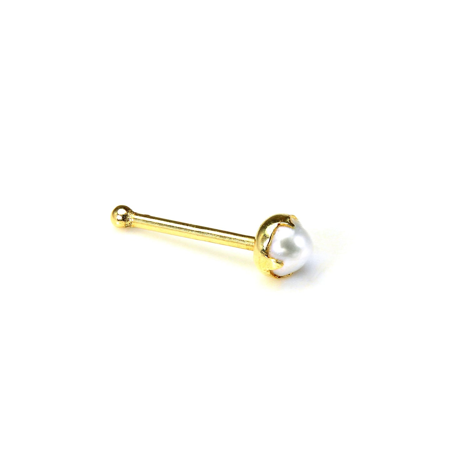 9ct Yellow Gold 2.5mm Natural Freshwater Pearl Nose Pin