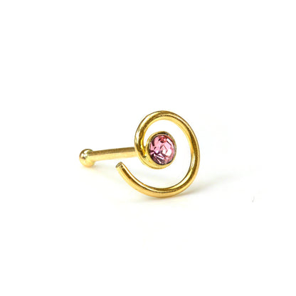 9ct Yellow Gold Ball End 2mm CZ Crystal Coil Nose Stud