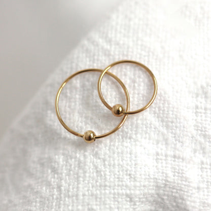 9ct Yellow Gold BCR Hoop Nose Ring - 8mm & 10mm