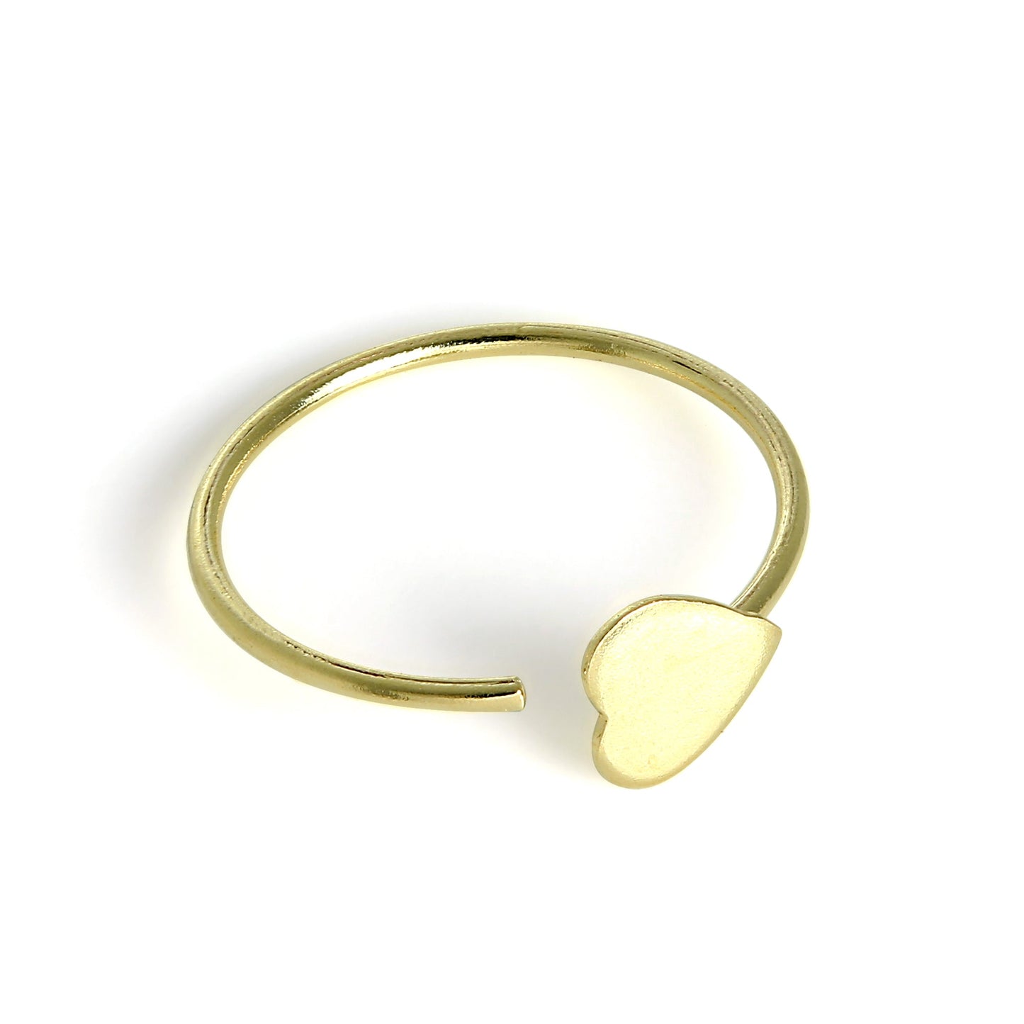 9ct Gold Flat Heart Open Nose Hoop Ring