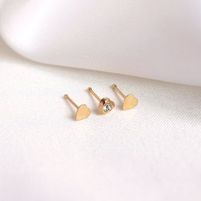 9ct Yellow Gold Heart Nose Studs