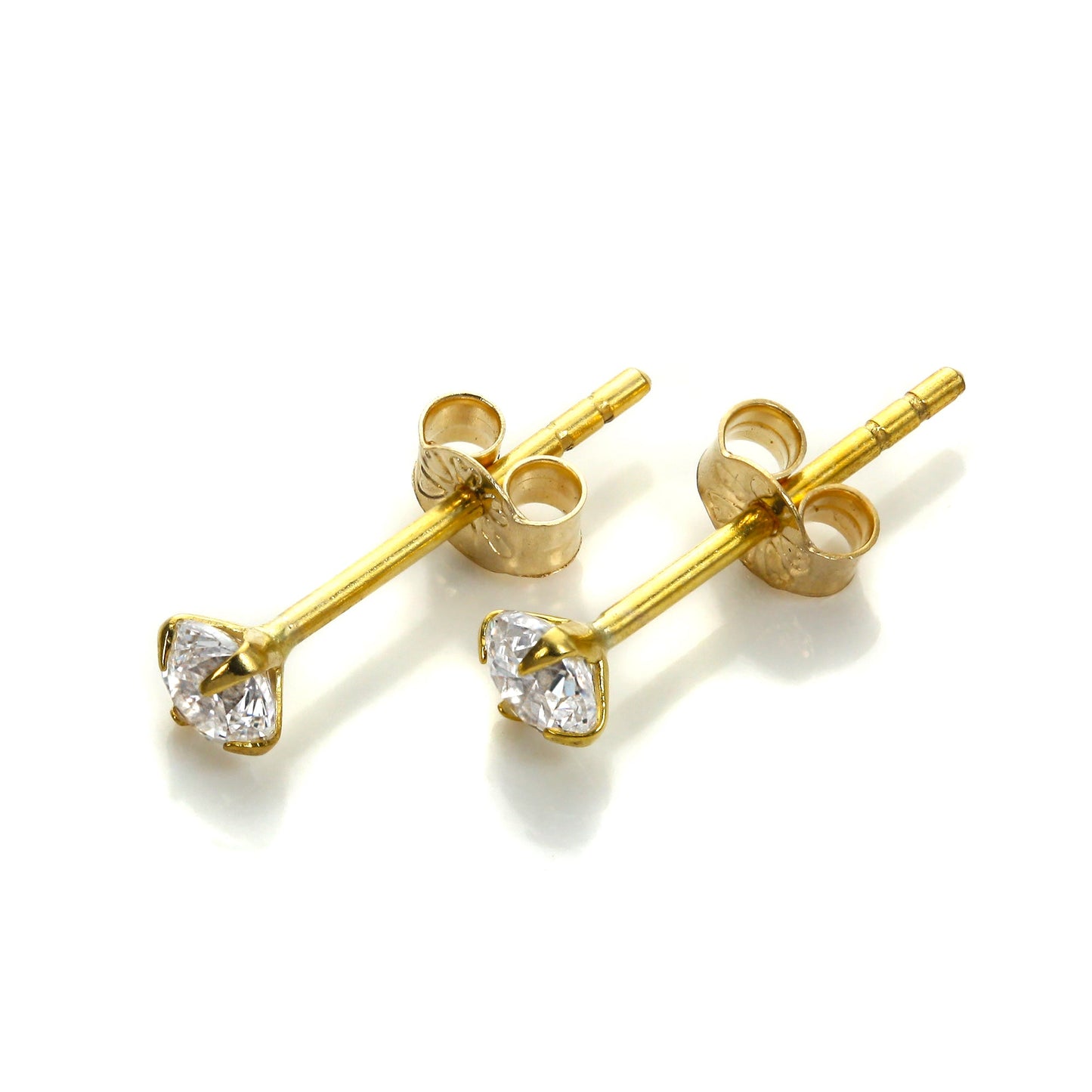 9ct Yellow Gold Clear CZ Stud Earrings