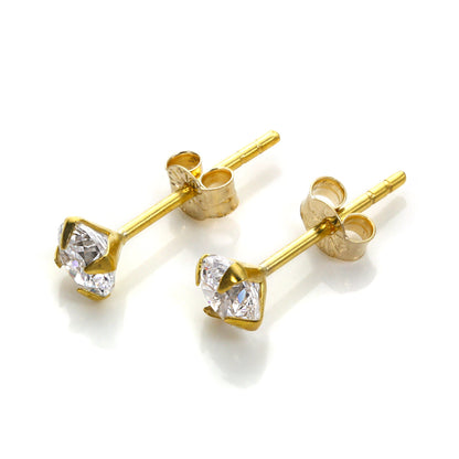 9ct Yellow Gold Clear CZ Stud Earrings