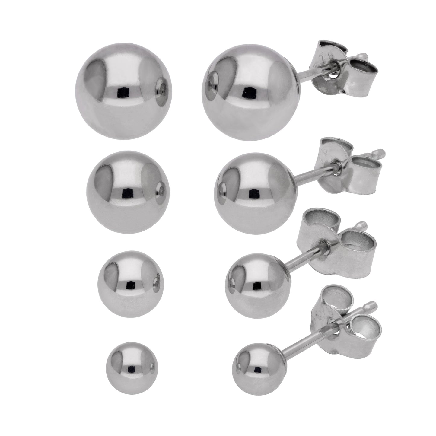 9ct White Gold Ball Stud Earrings