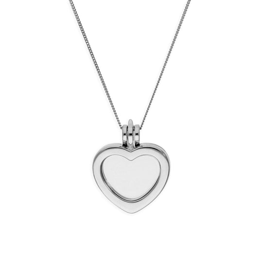 Small Sterling Silver Heart Floating Charm Locket on Chain 16 - 22 Inches