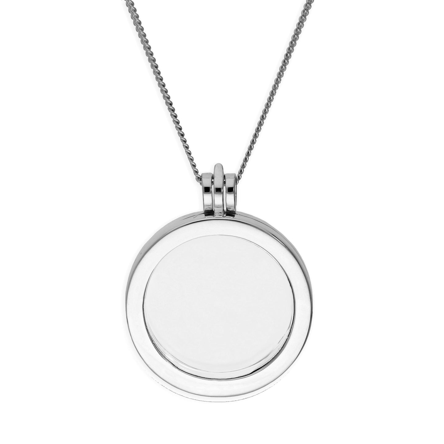 Large Sterling Silver Round Floating Charm Locket on Chain 16 - 24 Inches