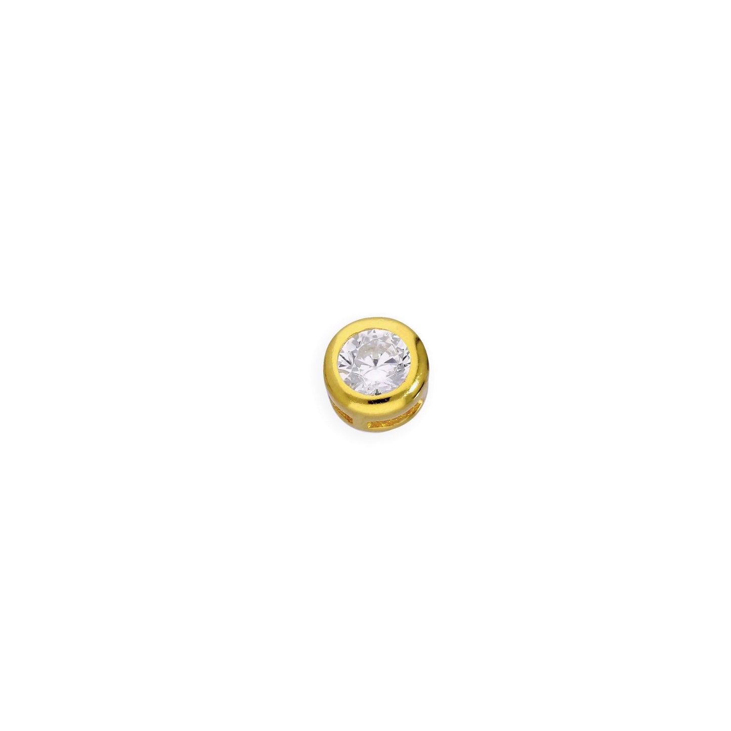 Gold Plated Sterling Silver & Clear CZ Crystal Round Floating Charm