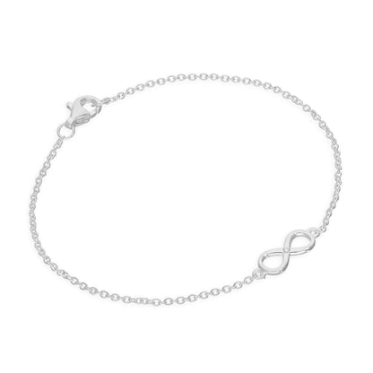 Sterling Silver & Genuine Diamond 7 Inch Infinity Symbol Bracelet