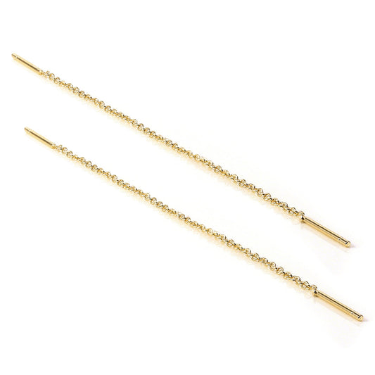 Gold Plated Sterling Silver 12mm Bar Threader Pull Through Earrings