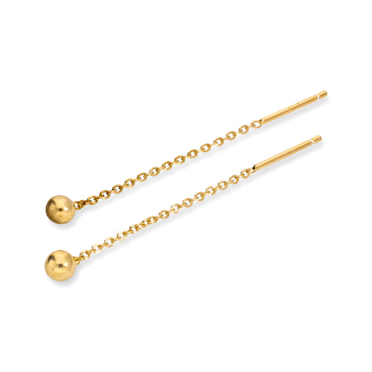 Gold Plated Sterling Silver 4mm Ball Pull Through Earrings