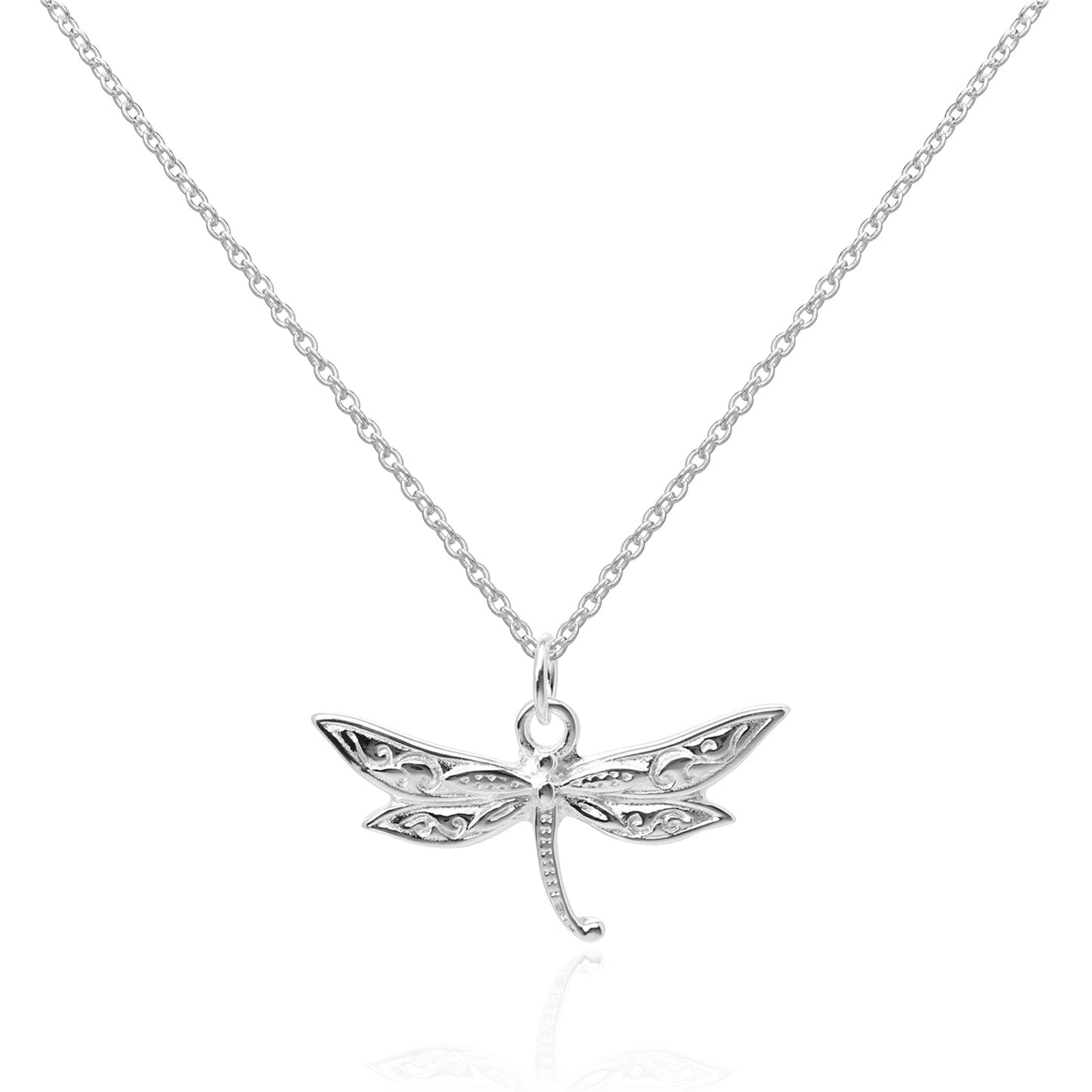 Large Sterling Silver Dragonfly Pendant Necklace 16 - 22 Inches