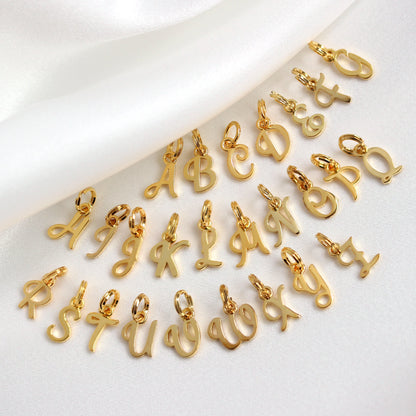 Gold Plated Sterling Silver Script Letter Charm A- Z