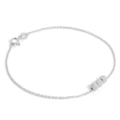 Sterling Silver Triple Snowball 7 Inch Bracelet