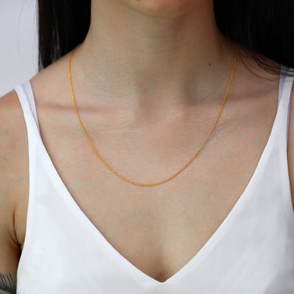 Gold Plated Sterling Silver Adjustable Choker to 20 Inch Belcher Chain Necklace w Bead Slider Clasp