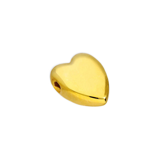 Gold Plated Sterling Silver 6mm Polished Thin Flat Heart Bead