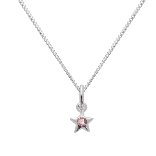 Sterling Silver & Tourmaline CZ Crystal October Birthstone Star Pendant Necklace 14 - 32 Inches