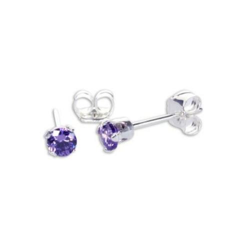 Sterling Silver 3mm Round CZ Stud Earrings