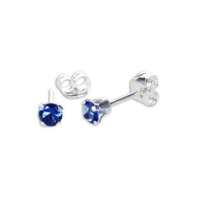 Sterling Silver 3mm Round CZ Stud Earrings