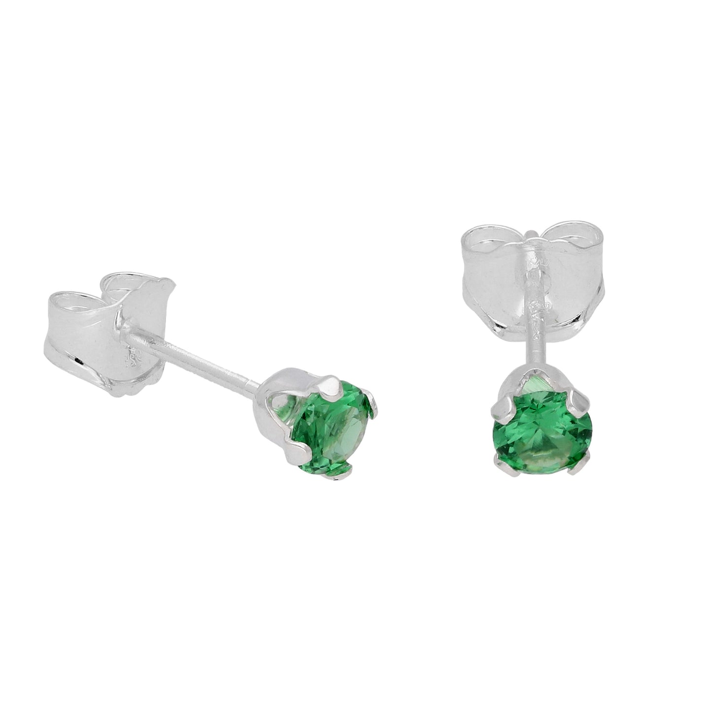 Sterling Silver 3mm Round CZ Stud Earrings